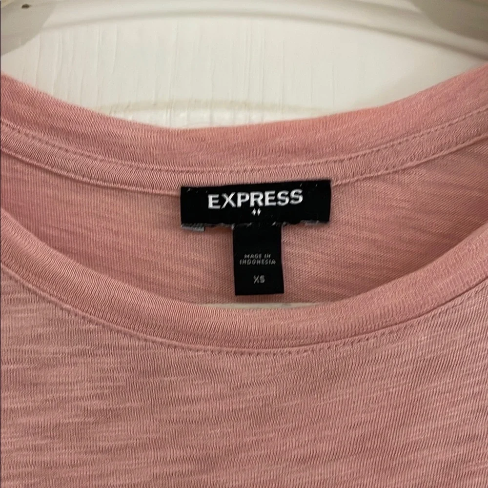 Express Pink Puff Sleeve Ruffled Tee - Picture 2 of 6